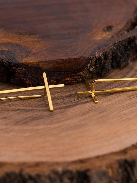 Handmade Rose Gold Plated Silver 925 Cross Pins Earrings