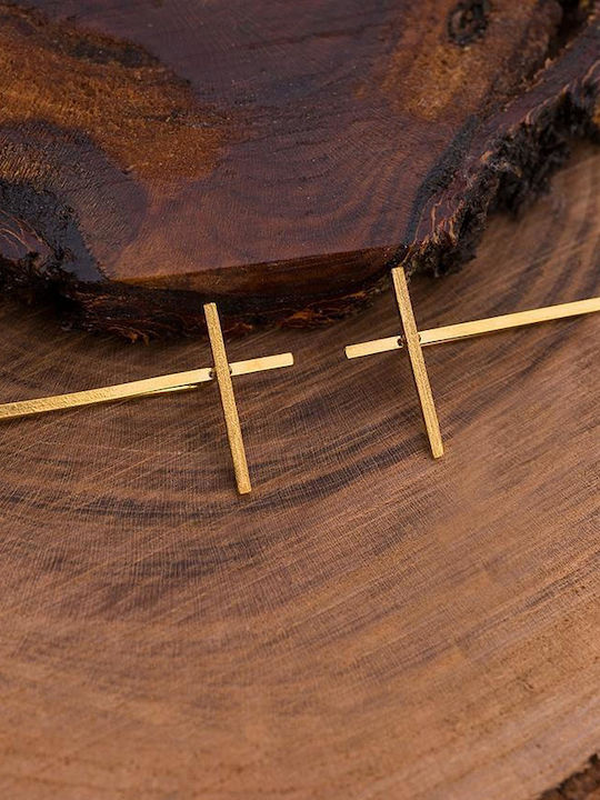 Handmade Rose Gold Plated Silver 925 Cross Pins Earrings