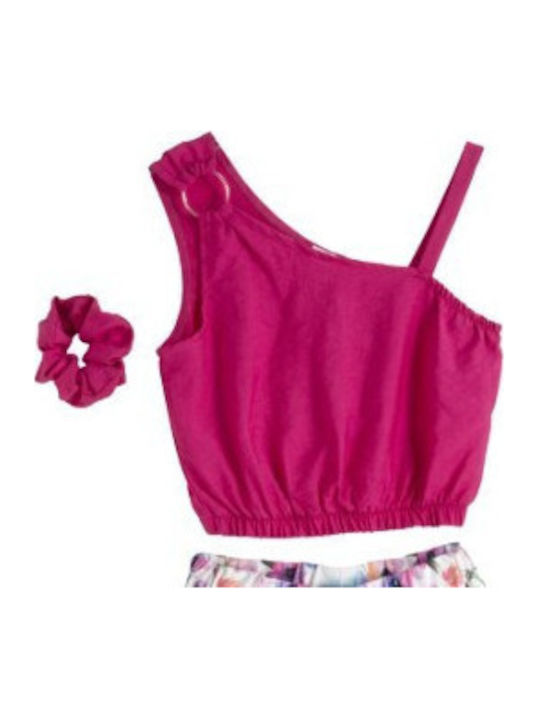 Kids Set with Pants Summer 2 Pieces Fuchsia/Floral