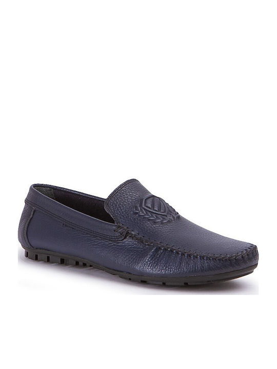 Leather Men's Moccasins in Blue Colour