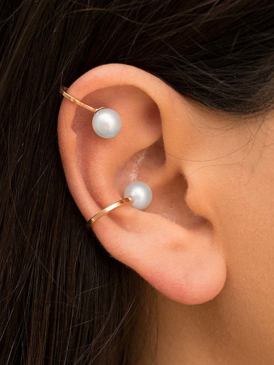Обица Ear Cuff Перла Ръчно Изработено Сребърно 925