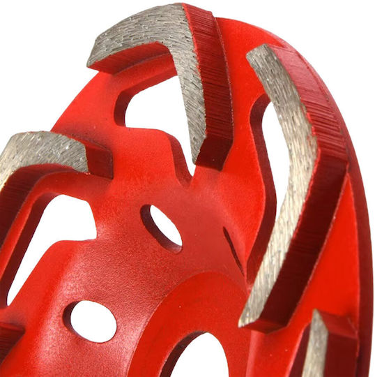 Disc Diamantat Pentru Șlefuirea Betonului Zola 125 Mm 7 Segmente 6 Mm P60 12.200 Rpm Arbore Universal 22,2 Mm Roșu