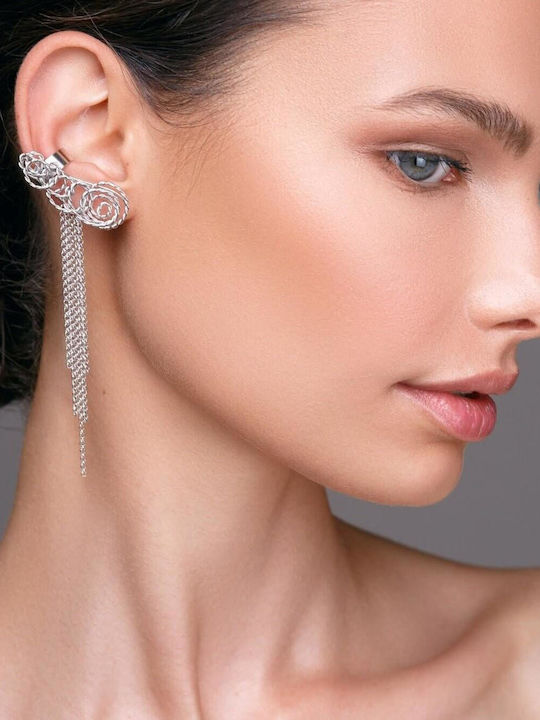 Σκουλαρίκι Ear Cuff Αλυσίδες Αριστερό Αυτί Χειροποίητο Ασήμι 925