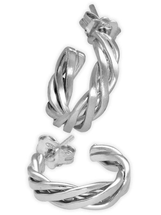 Earrings Hoops Huggie Twisted Wire Handmade Oxidized Silver 925