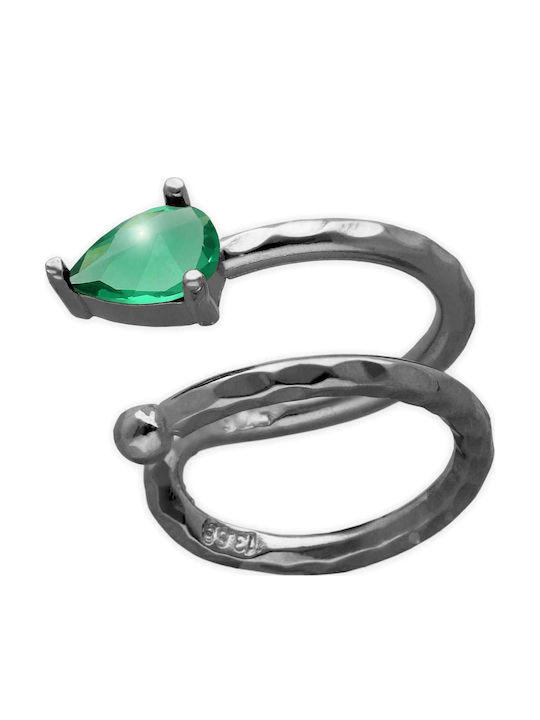 Ohrring Ear Cuff Schlange Klein Schwarze Steine Rechts Ohr Handgefertigt Vergoldetes Silber 925