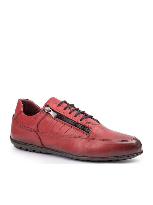 Pantofi Casual Bărbătești Din Piele Roșii