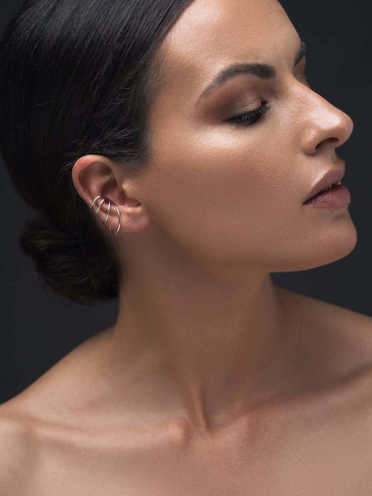 Обица Ear Cuff Четири Пръстена Ръчно Изработена Позлатена Сребърна 925