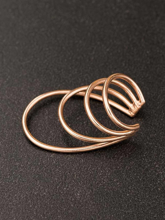Обица Ear Cuff Четири Пръстена Ръчно Изработена Позлатена Сребърна 925