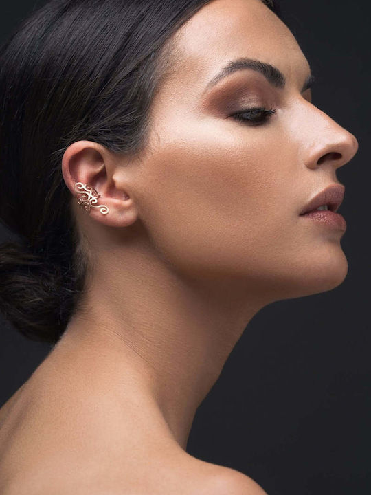 Ohrring Ear Cuff Spiralen Linkes Ohr Handgefertigt Rosa Vergoldetes Silber 925