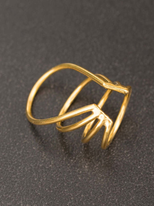 Обица Ear Cuff Четири Пръстена Ръчно Изработена Позлатена Сребърна 925