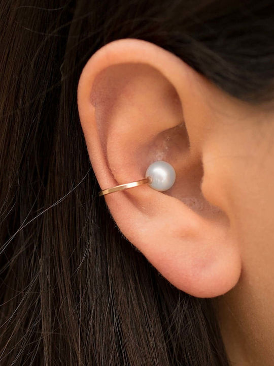 Ohrring Ear Cuff Perle Handgefertigt Rosa Vergoldetes Silber 925