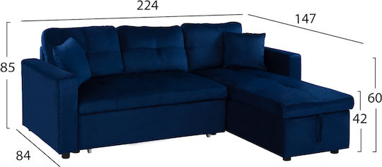 Wayne Γωνιακός Καναπές Κρεβάτι Βελούδινος 224x147x85εκ. Wayne Γωνιακός Καναπές Κρεβάτι Βελούδινος 224x147x85εκ.