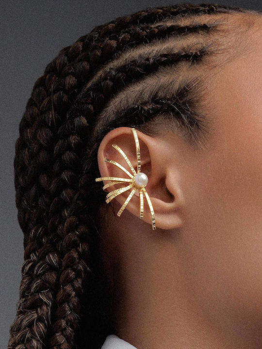 Cercei Ear Cuff Păianjen Mărgea Neagră Argint 925 Handcrafted