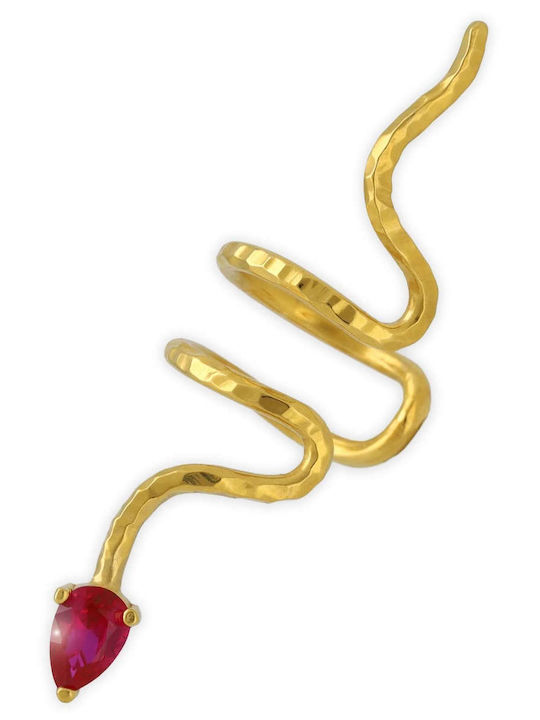 Cercei Ear Cuff Șarpe Piatră Albastră Ureche Dreaptă Handmade Argint Negru 925
