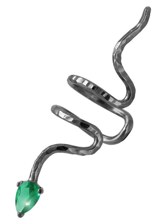 Cercei Ear Cuff Șarpe Piatră Albastră Ureche Dreaptă Handmade Argint Negru 925