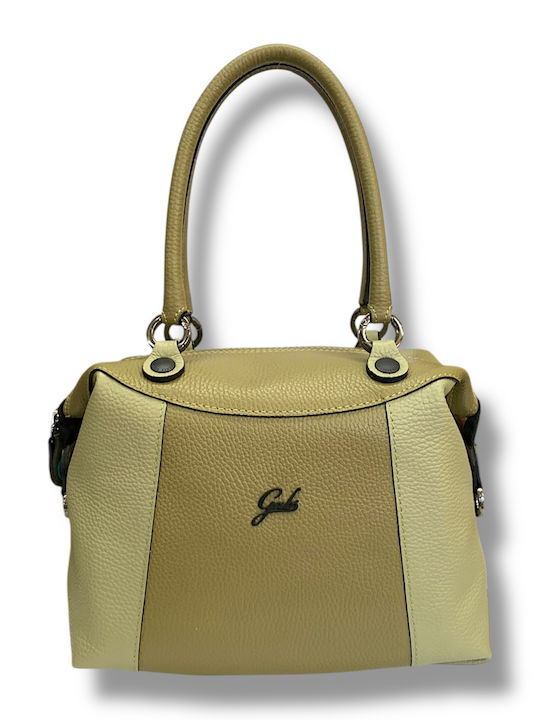 Leather Women's Shopper Shoulder Bag Khaki/Aloe