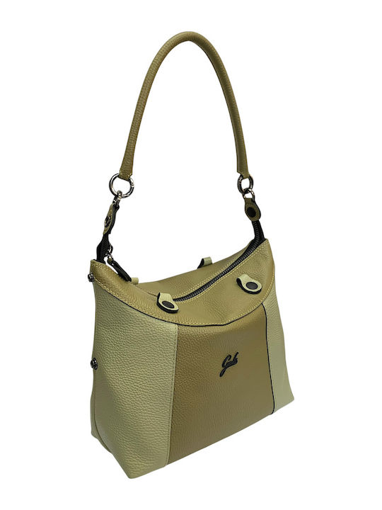 Leather Women's Shopper Shoulder Bag Khaki/Aloe