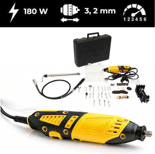 Mini Polizor Tăiere Gravare Șlefuire Zola 10 000–35 000 Rpm 6 Setări Viteză 185 W 99 Discuri Bituri De Tăiere Cutii De Depozitare 32 X 23.5 X 9 Cm