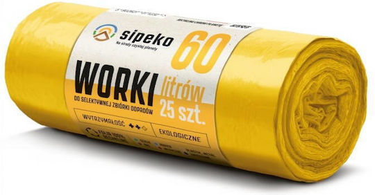 Sipeko Sacuri De Gunoi Capacitate 60lt 72x60cm 25 Bucăți Galbene