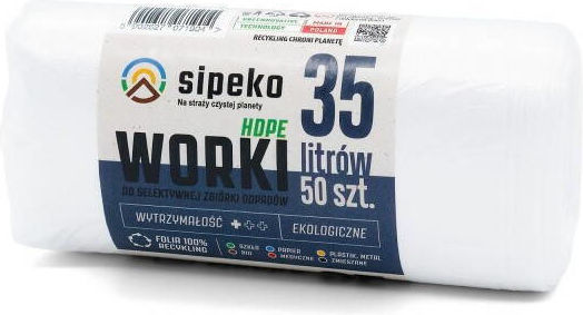 Sipeko Sacuri De Gunoi Capacitate 35lt 54x50cm 50 Bucăți Albe