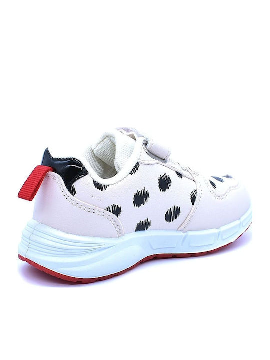 Παιδικά Sneakers Ανατομικά με Σκρατς & Φωτάκια Μπεζ