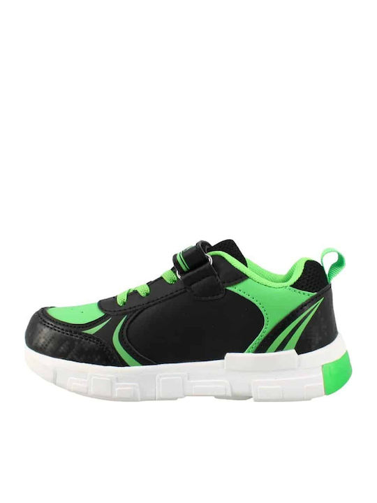 Kids Sneakers with Hoop & Loop Closure & Lights Green