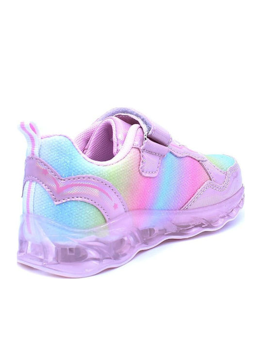 Παιδικά Sneakers με Σκρατς & Φωτάκια Ροζ