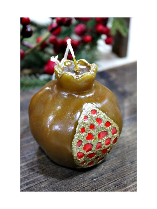Ρόδι Κέρινο Small Καφέ 8 X 7,5cm