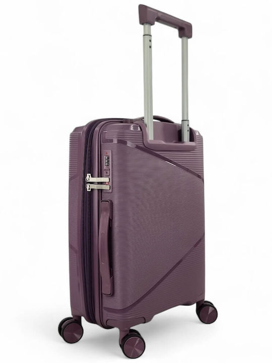 Playful Bags Cabin Hard Purple Suitcase with 4 Wheels Height 55cm