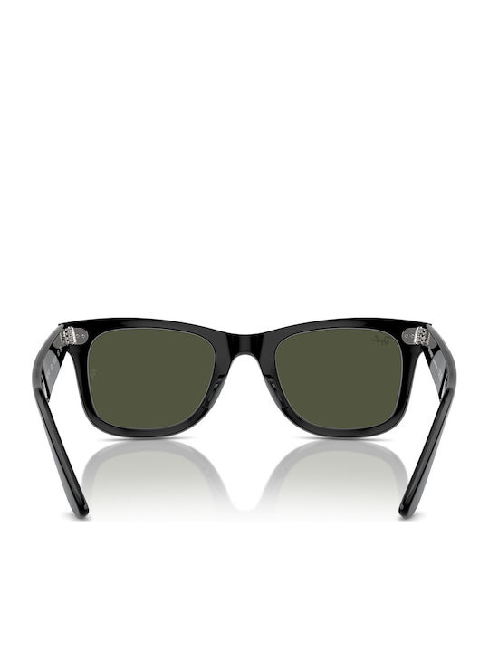Ray Ban Wayfarer Unisex Sunglasses with Black Horn-Rimmed Frame and Green Lens RB2140 901