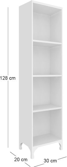 Bookcase Clare White 30x20x128cm