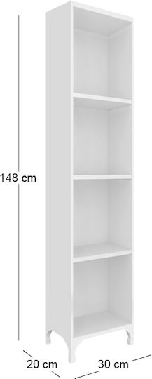 Bookcase Clare White 30x20x148cm