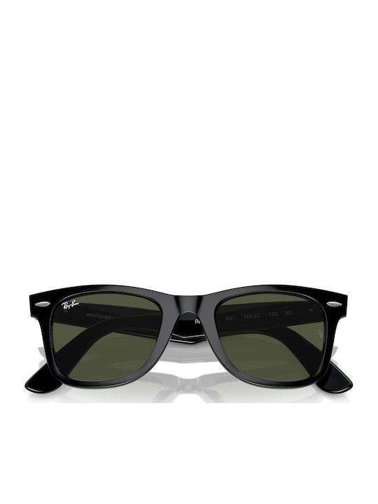Ray Ban Wayfarer Unisex Sunglasses with Black Horn-Rimmed Frame and Green Lens RB2140 901