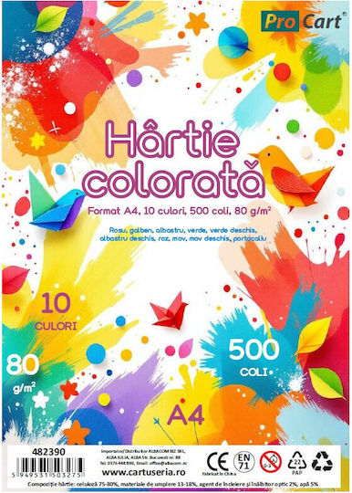 Colored Paper A4 80 G/m² – Top 500 Sheets 10 Intense Colors