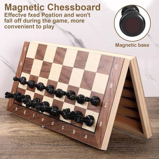 Set Piese Din Lemn și Zaruri pentru Backgammon Maro / Bej 7,62cm 30 Bucăți