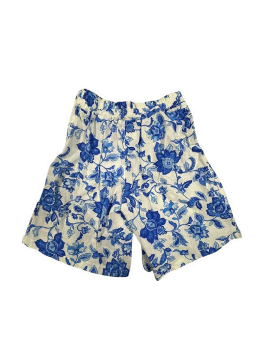 Kids Fabric Shorts/Bermuda Blue-White