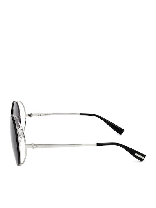 Trussardi Unisex Sunglasses With Silver Frame And Gray Lens STR457F 0579