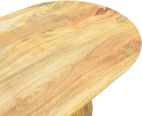 Oval Central Coffee Table Aithra Made of Solid Wood Natural Colour W120xD60xH42cm