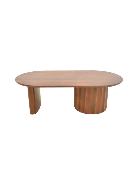 Oval Central Coffee Table Flute Made of Solid Walnut Wood W130xD65xH40cm