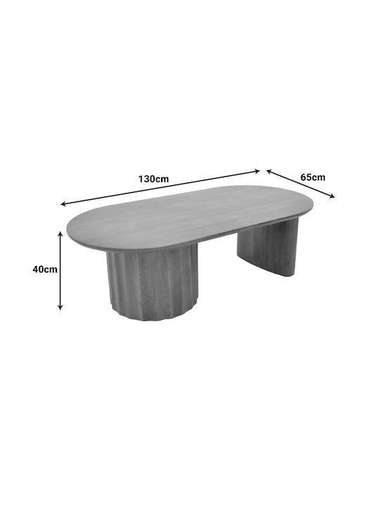 Oval Central Coffee Table Flute Made of Solid Walnut Wood W130xD65xH40cm