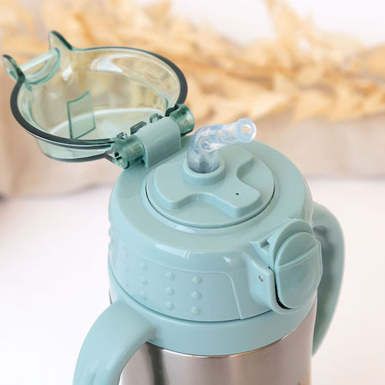 Kiokids Kiokids Kids Water Bottle Thermos Stainless Steel with Straw Green 280ml