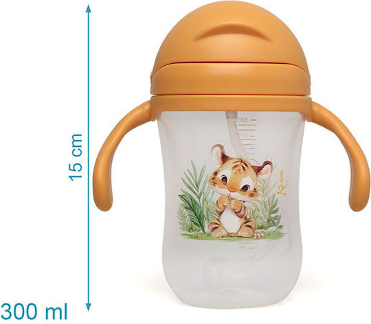Kiokids Λιονταράκι Παιδικό Παγούρι Σιλικόνης με Καλαμάκι Κίτρινο 300ml