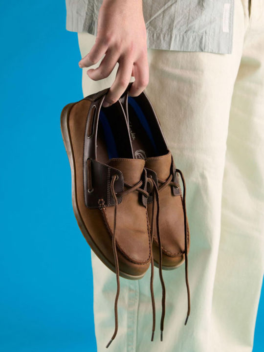 Flexway Leather Men's Boat Shoes in Brown Colour
