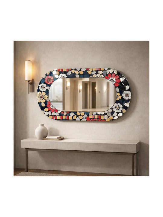 Oval Mehrfarbiger Wandspiegel Mit Glasrahmen (70x125cm)