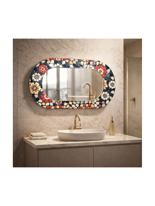 Oval Mehrfarbiger Wandspiegel Mit Buntem Mosaik Glas Rahmen (55x99cm)