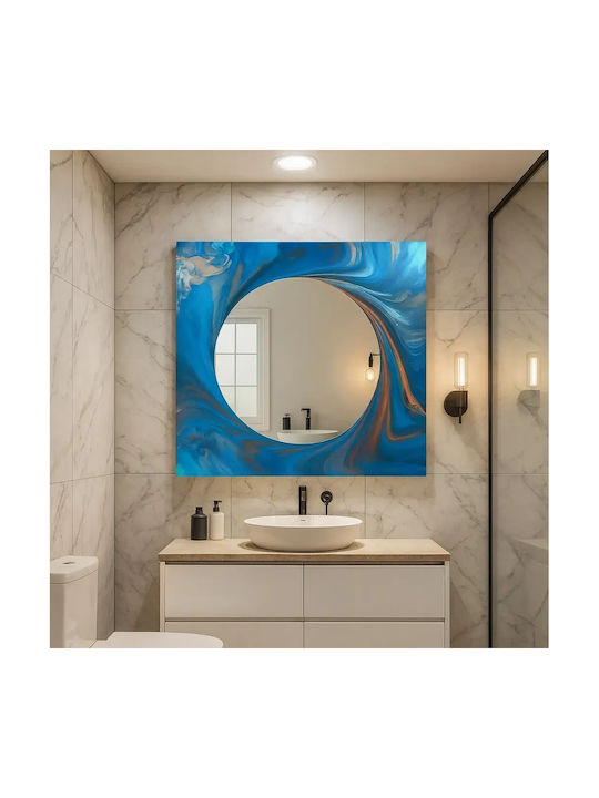 SteweHome Wandspiegel «Kreis Ozean» In Blauer Farbe (80x80cm)