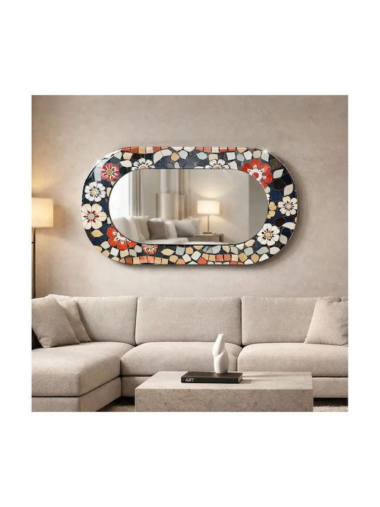 Oval Mehrfarbiger Wandspiegel Mit Glasrahmen (70x125cm)