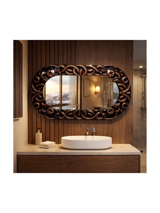 Oval Wandspiegel Mit Relief Glas Rahmen Braun Von 55x99cm