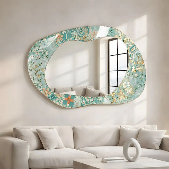 Ovaler Dekorative Wandspiegel Mit Glasrahmen In Türkisgrüner Farbe (51x74cm)