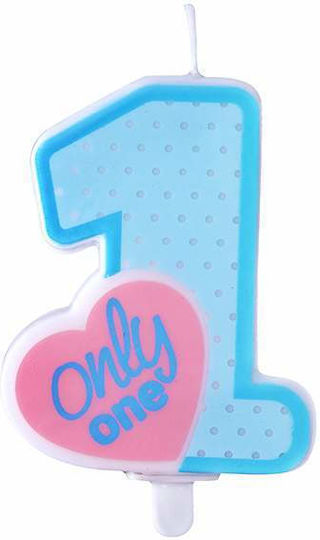 Κεράκι Γενεθλίων "1" Only One Γαλάζιο